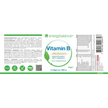 EnergyBalance - Vitamin B Complex + Piperina, 90 VegeCaps EnergyBalance® - 2
