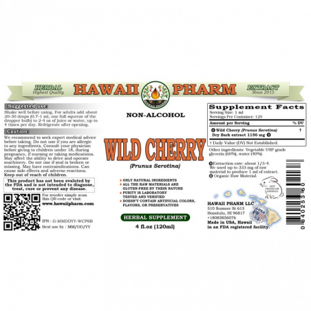 Wild Cherry Alcohol-FREE Liquid Extract, Organic Wild Cherry (Prunus Serotina) Hawaii Pharm - 2