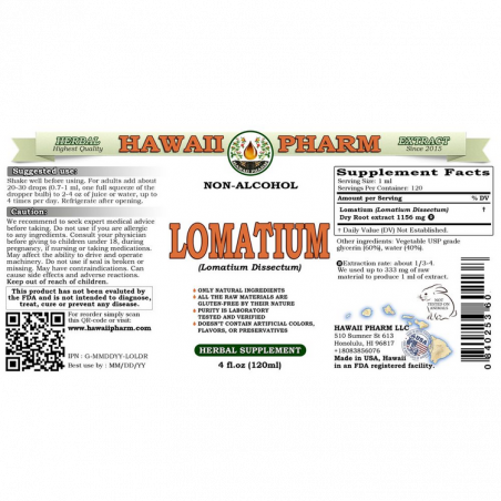 Lomatium Tekutý extrakt bez alkoholu, Lomatium (Lomatium Dissectum) Hawaii Pharm - 2