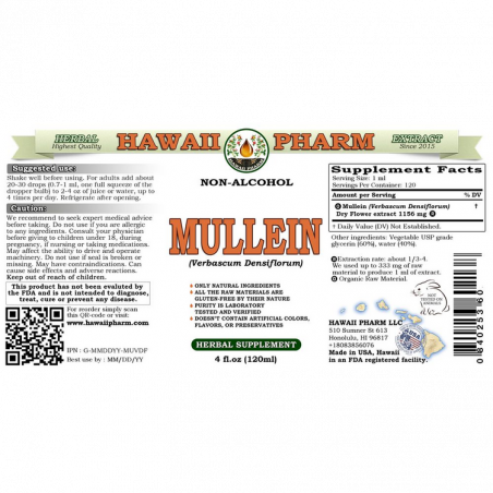 Mullein Alcohol-FREE Liquid Extract, Organic Mullein (Verbascum densiflorum) Hawaii Pharm - 2