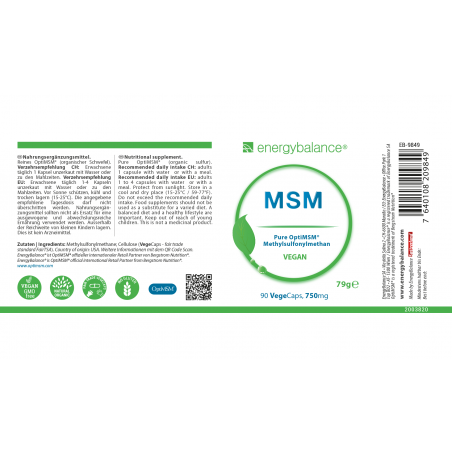 MSM OptiMSM 750mg, 90 VegeCaps EnergyBalance® - 2