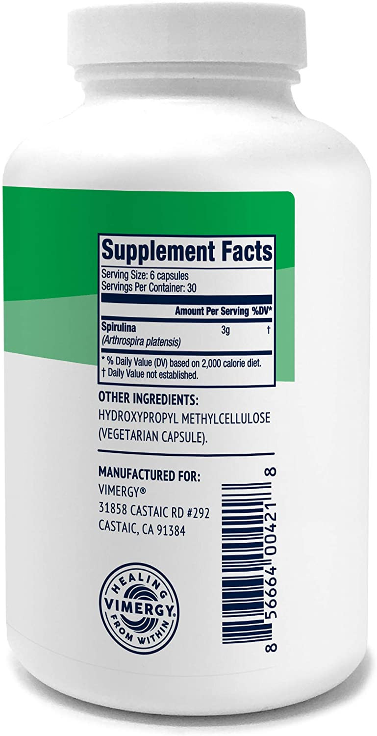Spirulina Capsules (Arthrospira platensis), Vimergy